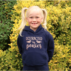 British Country Collection Distracted by Ponies Glitter Hoodie Childs