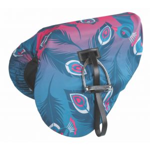 Shires Waterproof Ride On Saddle Cover - Pink Peacock