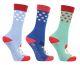 Hy Equestrian Children's Christmas Character Socks (Pack of 3) - Navy/Blue/Green - Child 8-12