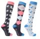 Hy Equestrian It’s Raining Cats and Dogs Socks (Pack of 3) - Coral/Blue/Mint - Adult 4-8