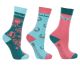 Hy Equestrian Thelwell Collection Children’s Trophy Socks (Pack of 3) - Mint/Pink/Teal - Childs 8-12