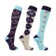 Hy Equestrian Thelwell Collection Country Socks (Pack of 3) - Beige/Aubergine/Aquatic - Adult 4-8