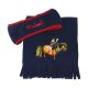 Hy Equestrian Thelwell Collection Fleece Headband and Scarf Set - Navy/Red