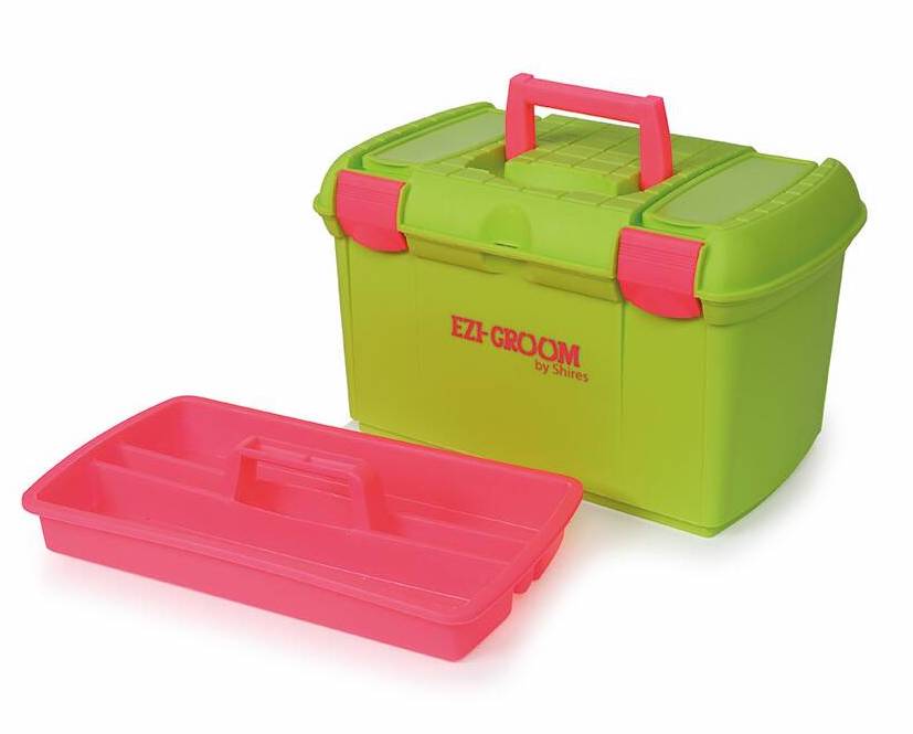 one size Shires Ezi-Groom Two Tone Tack Grooming Box in Lime 