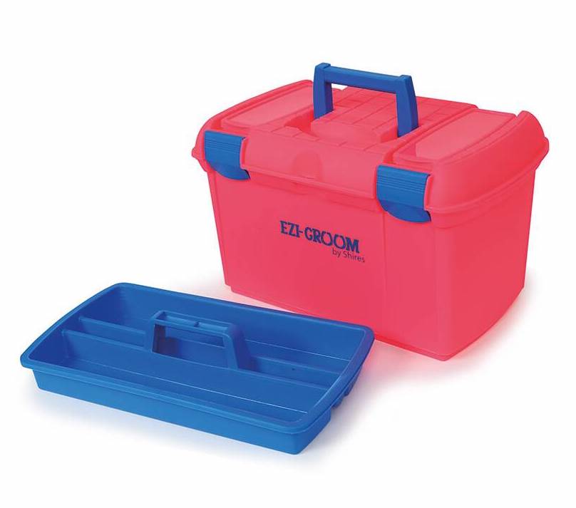 one size Shires Ezi-Groom Two Tone Tack Grooming Box in Bright Pink 